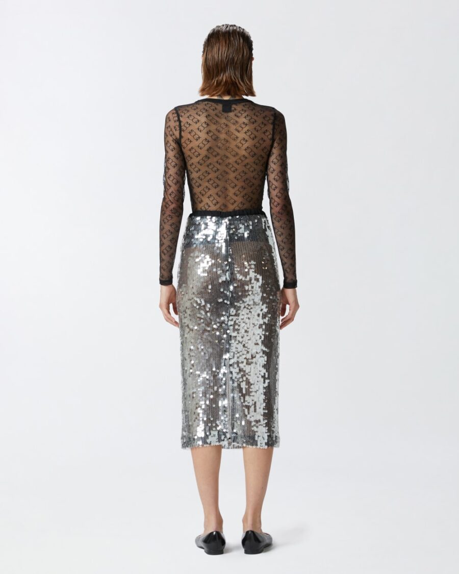Maglia a maniche lunghe in pizzo trasparente Monogram - immagine 5