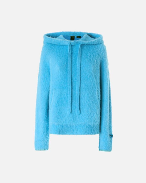 Maglia con cappuccio fluffy azzurro e acquario