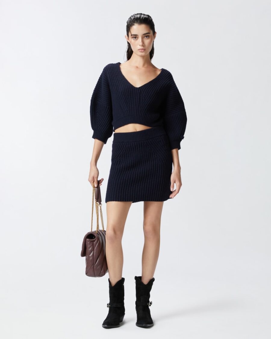 Cropped ribbed V-neck sweater - Image 4