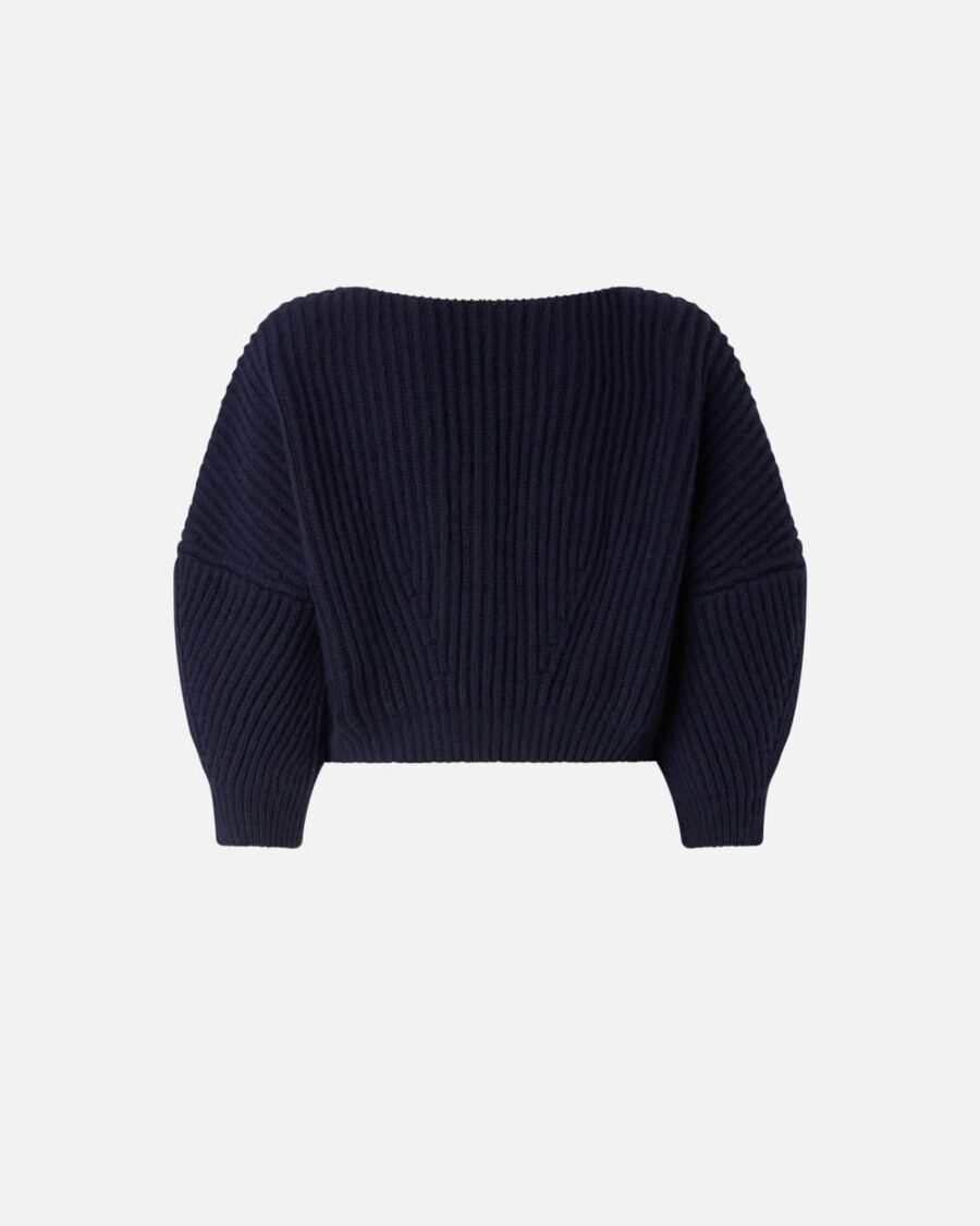 Cropped ribbed V-neck sweater - Image 2