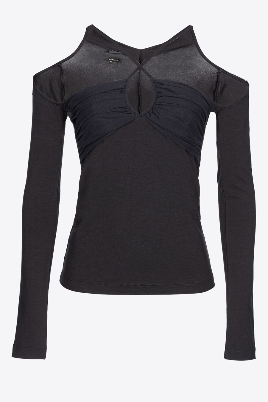 Maglia in jersey e tulle nero limousine