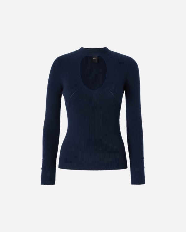 Maglia in lana a costine blu marino cupo
