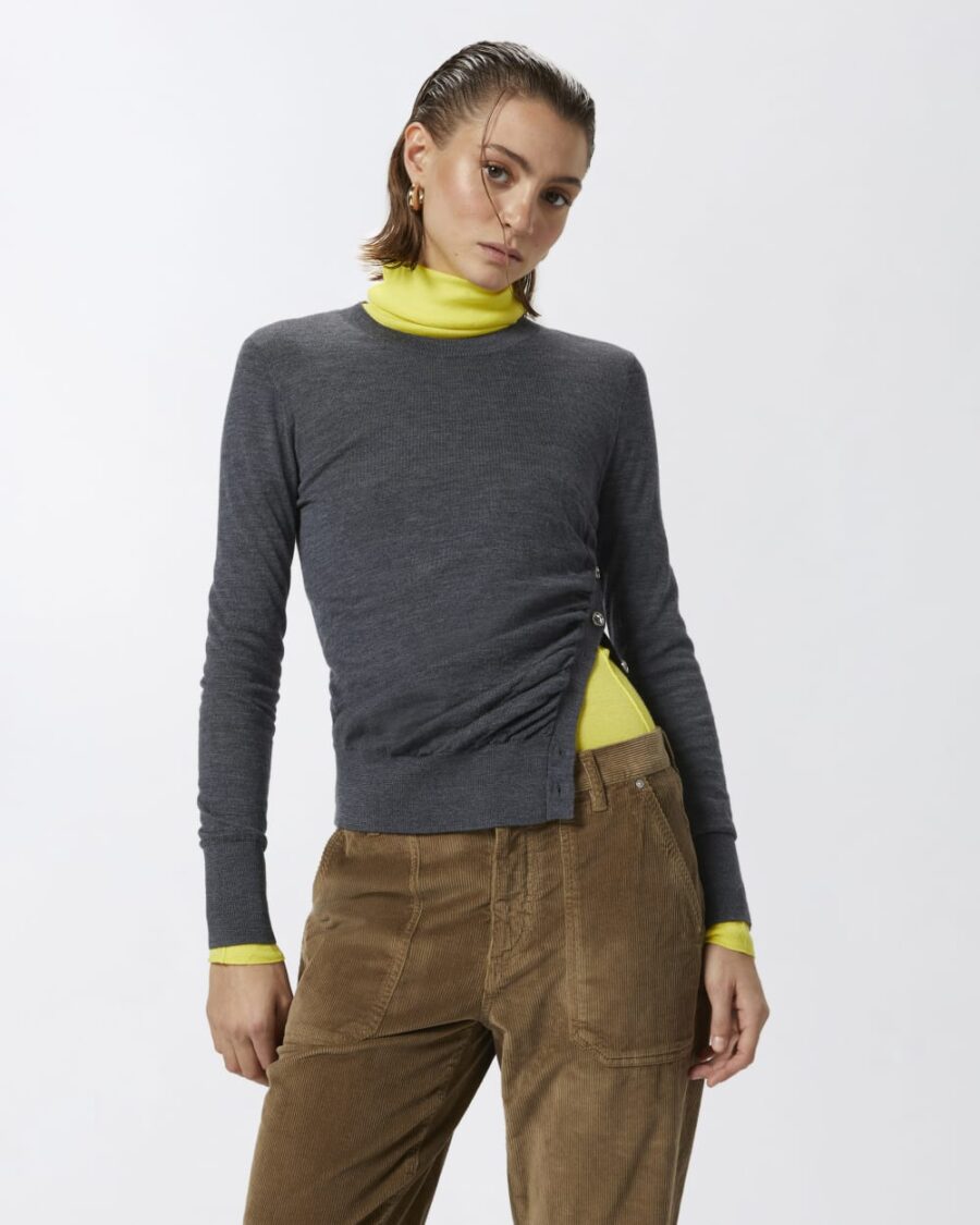Wool sweater with side buttons - Image 4