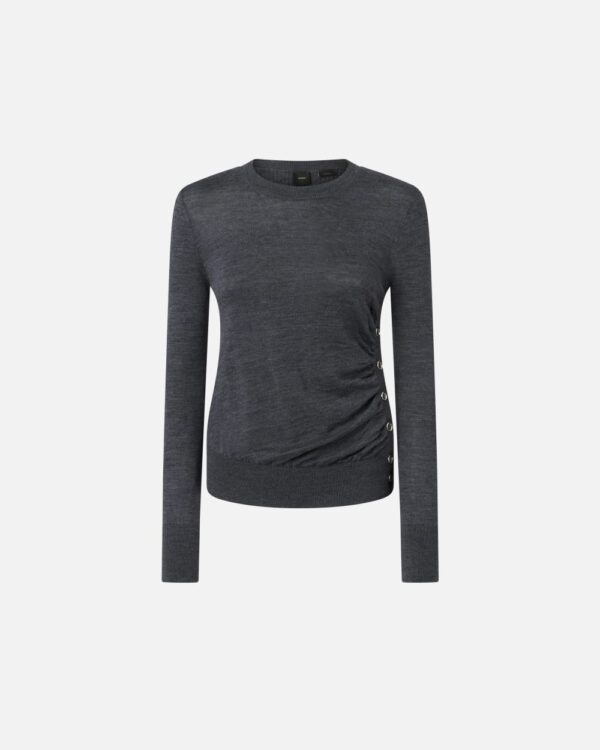 Maglia in lana con bottoni laterali grigio  e  corvo
