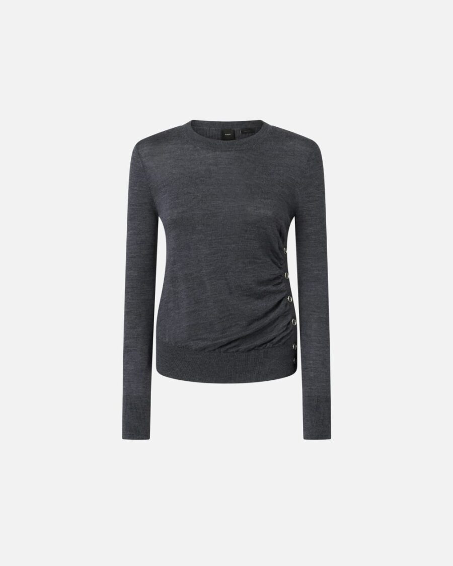 Wool sweater with side buttons grigio  e  corvo