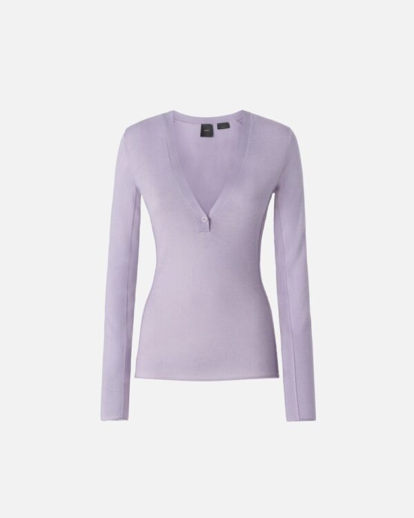 Maglia leggera in lana e seta con scollo a V light lavander