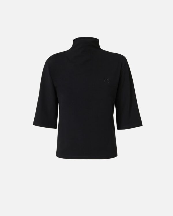 Maglia maniche tre quarti con ricamo logo nero limousine