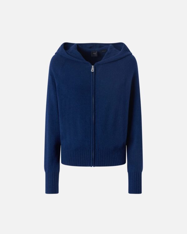 Cashmere-blend hoodie with zip  blu iride
