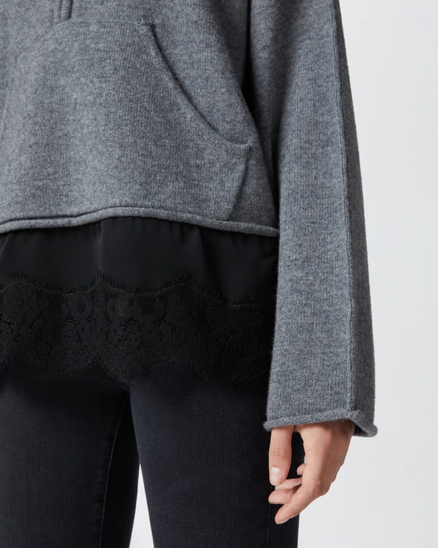 Maglia misto cachemire con zip e pizzo al fondo - immagine 6