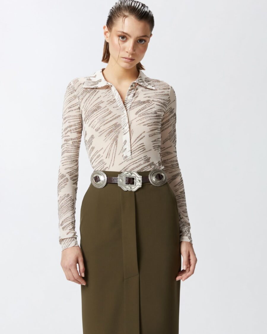 Maglia polo a maniche lunghe stampa glitter - immagine 4