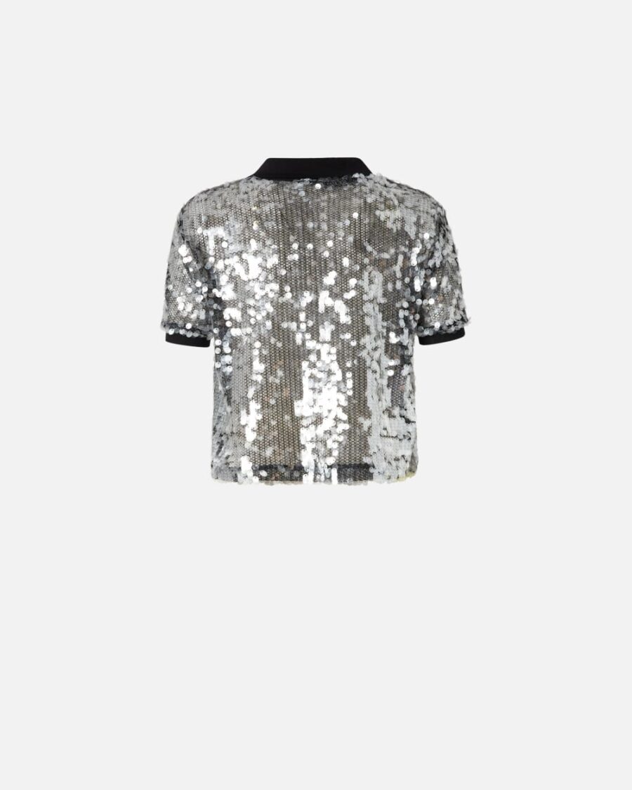 Maglia polo in paillettes semitrasparenti - immagine 2