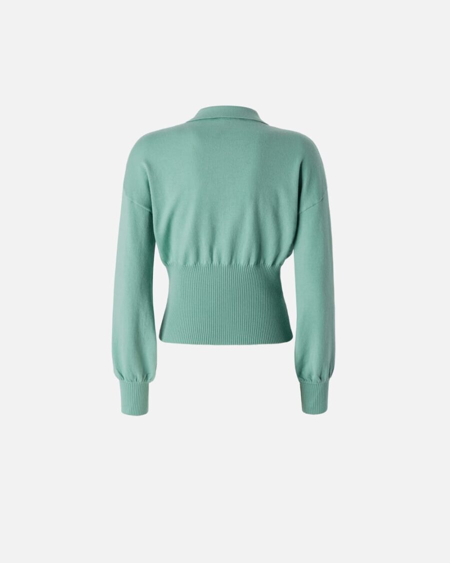 Maglia polo maniche lunghe a costine - immagine 2