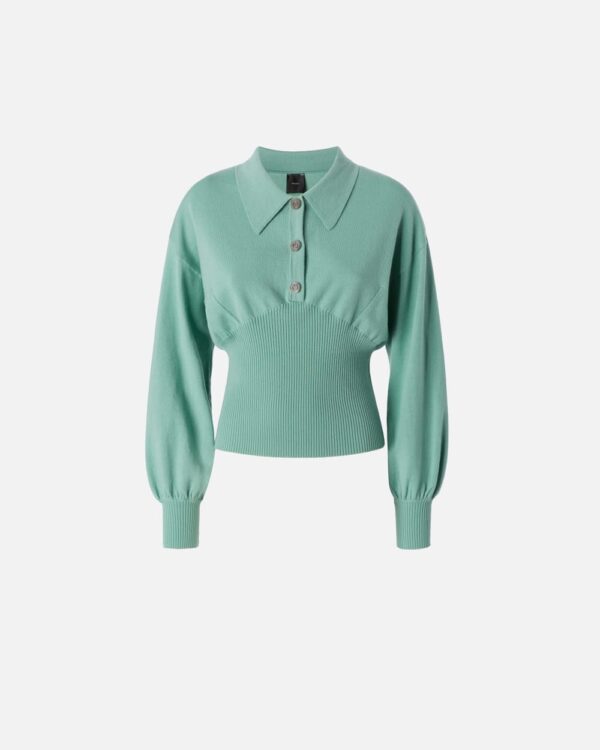 Maglia polo maniche lunghe a costine feldispato
