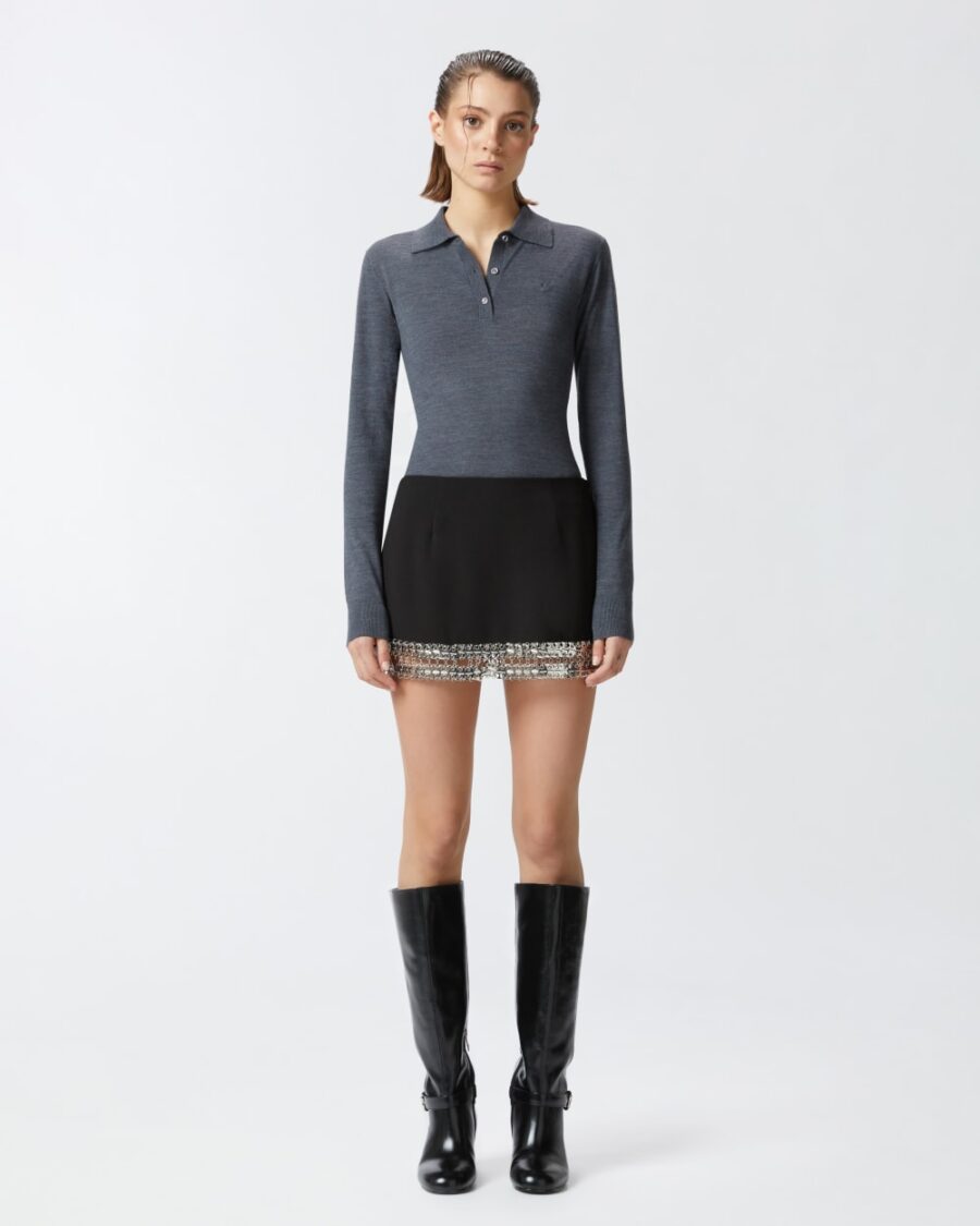 Long-sleeved polo sweater in extra-fine wool - Image 4