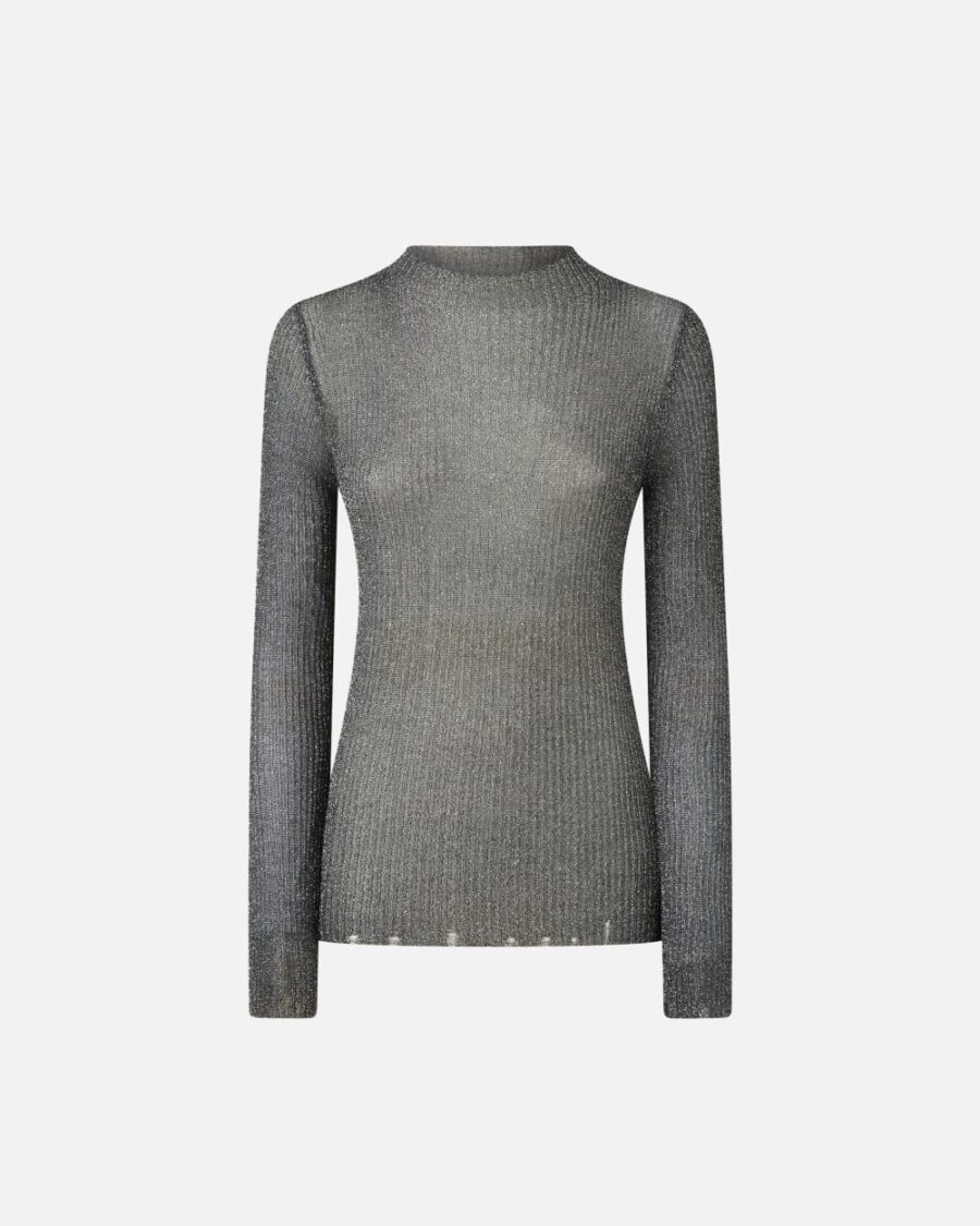 Sweater with metallic yarn grigio e argento