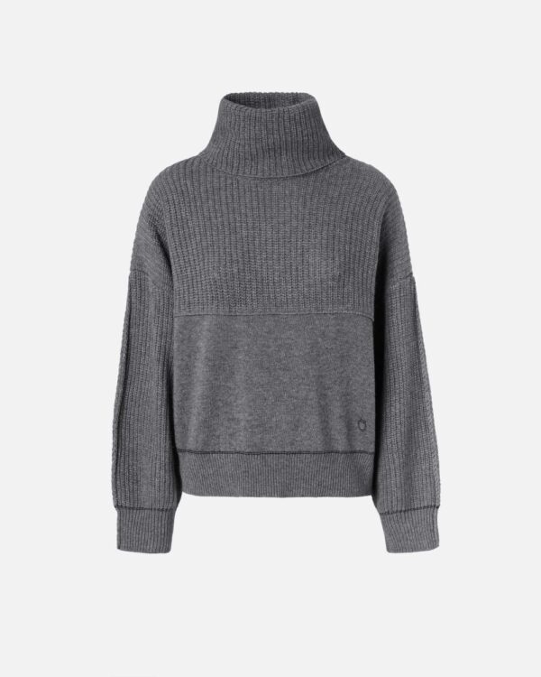 Fine wool and cashmere turtleneck jumper grigio folklore