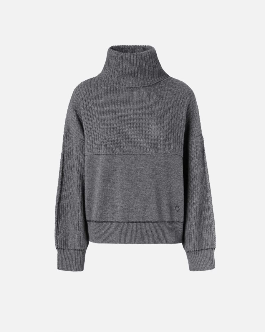Fine wool and cashmere turtleneck jumper grigio folklore