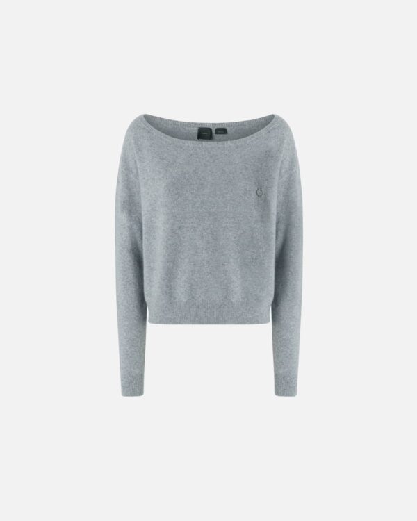 Maglioncino misto cachemire logo ricamato grigio pioggerella