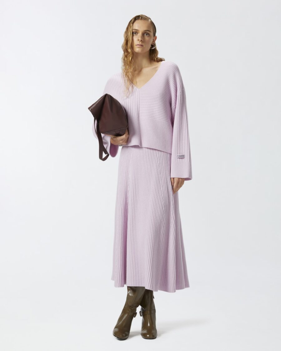 Wool and cashmere V-neck ribbed sweater - Image 4