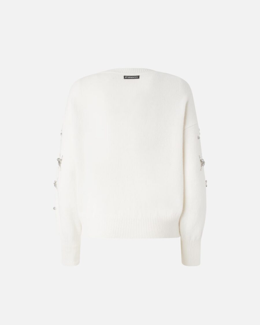 Maglione elegante con ricamo gioiello strass - immagine 2