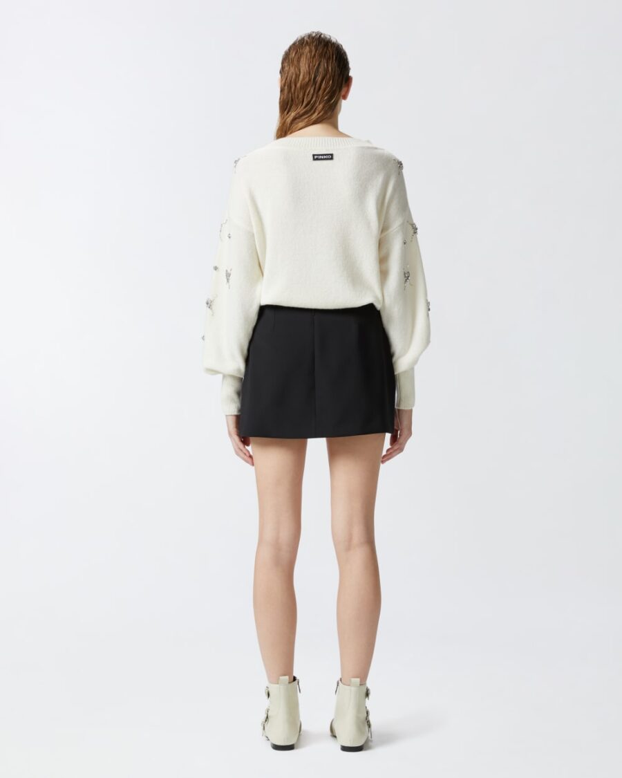 Maglione elegante con ricamo gioiello strass - immagine 6