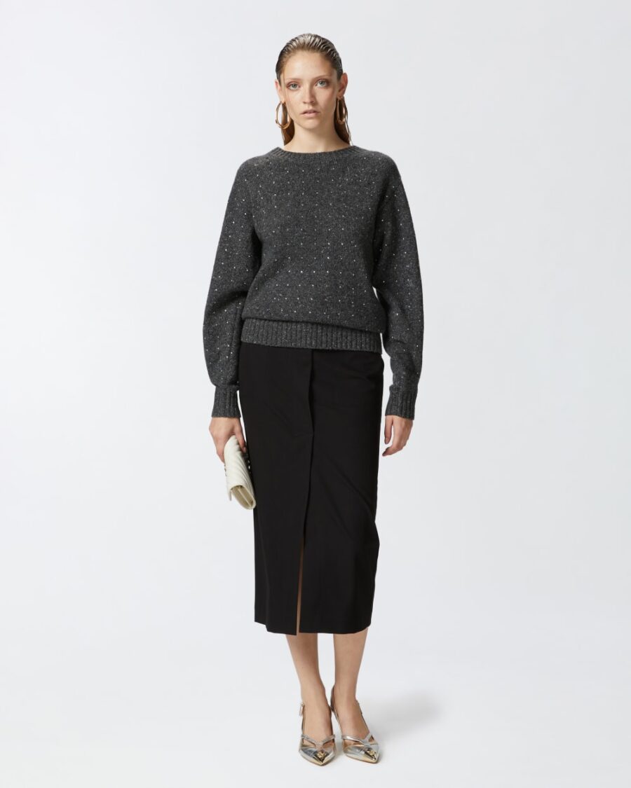 Maglione misto alpaca con strass - immagine 4
