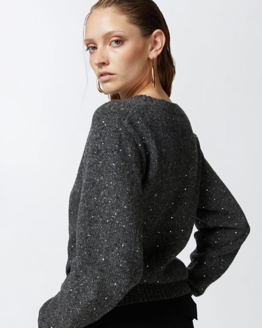 Maglione misto alpaca con strass - immagine 6