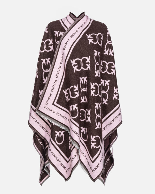 Mantella jacquard con logo Monogram marrone e rosa