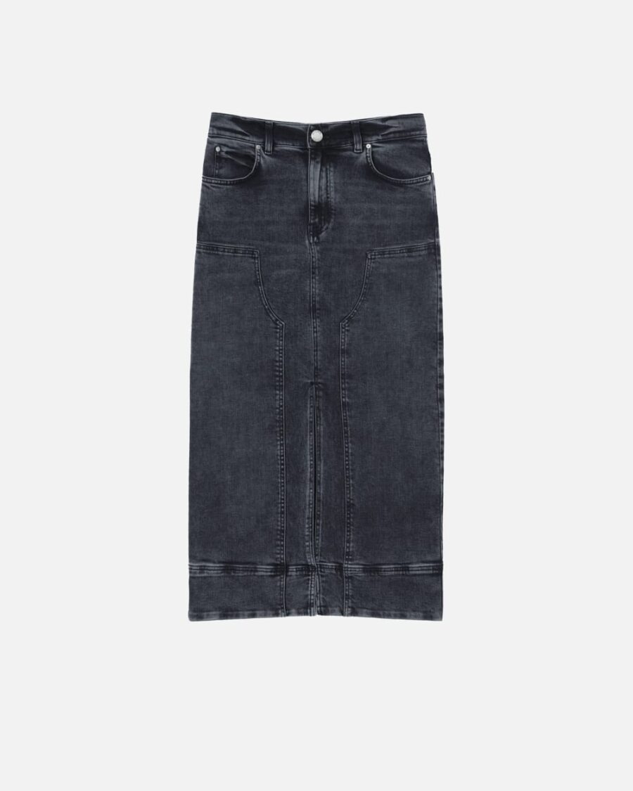 Maxi gonna denim dark grey lavaggio vintage grigio scuro