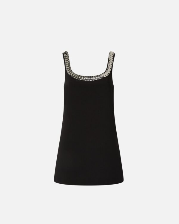 Mini cami dress with shiny embroidery nero limousine