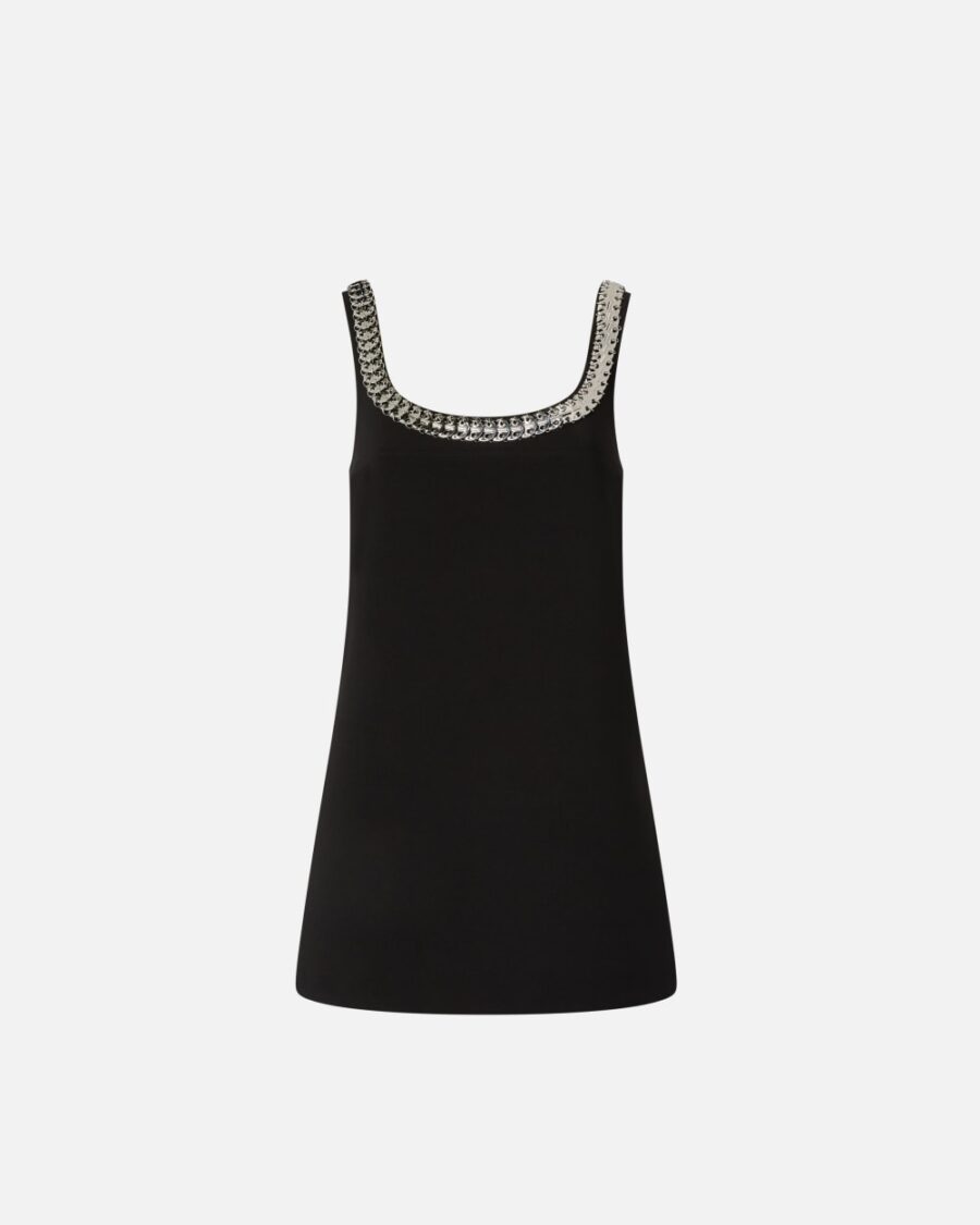 Mini cami dress with shiny embroidery nero limousine