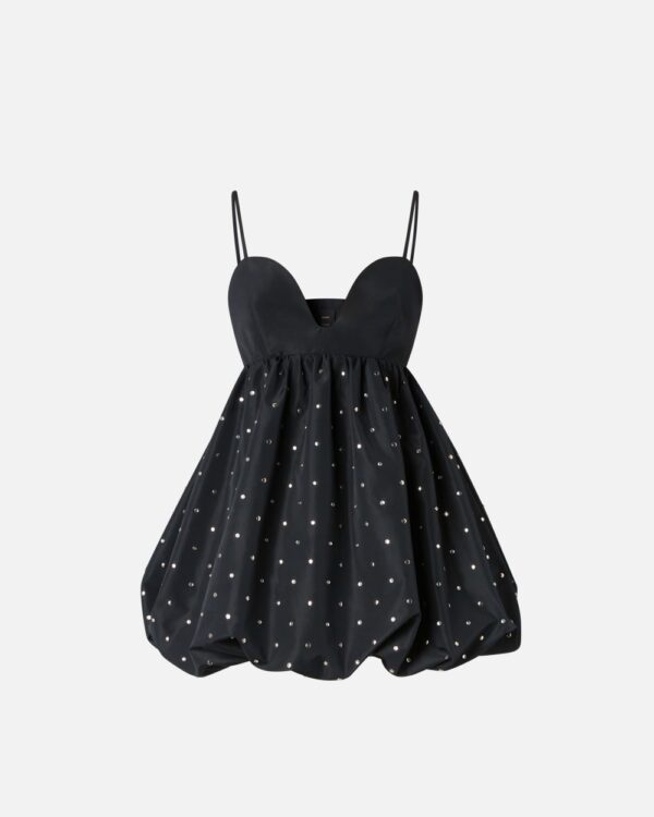 Mini abito con borchie e strass nero limousine
