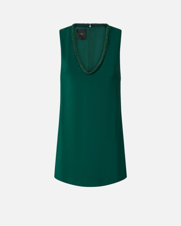 Mini abito con scollo gioiello verde bottiglia scuro