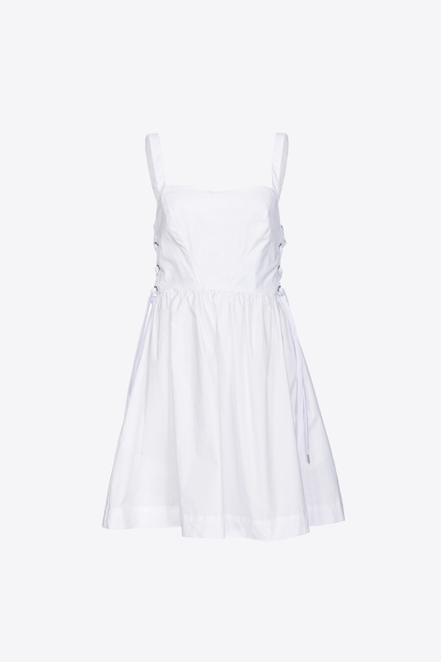 Mini abito con stringhe laterali bianco brill.