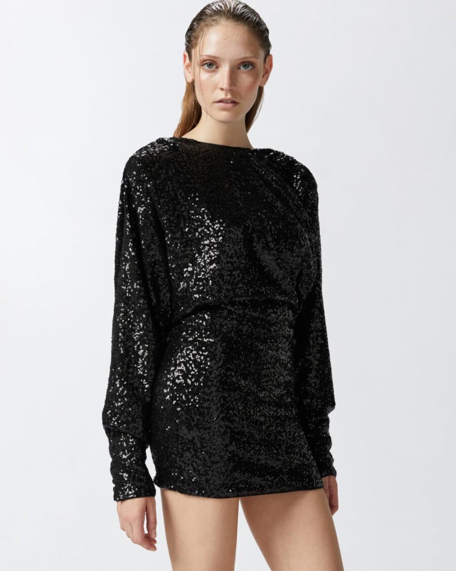 Mini abito elegante con paillettes nero limousine