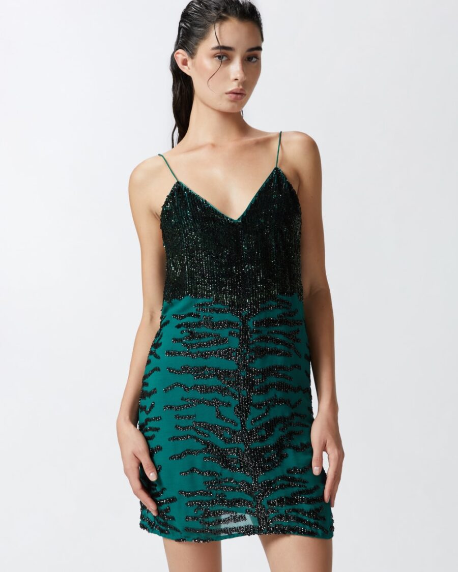 Mini dress with zebra sequin embroidery - Image 4