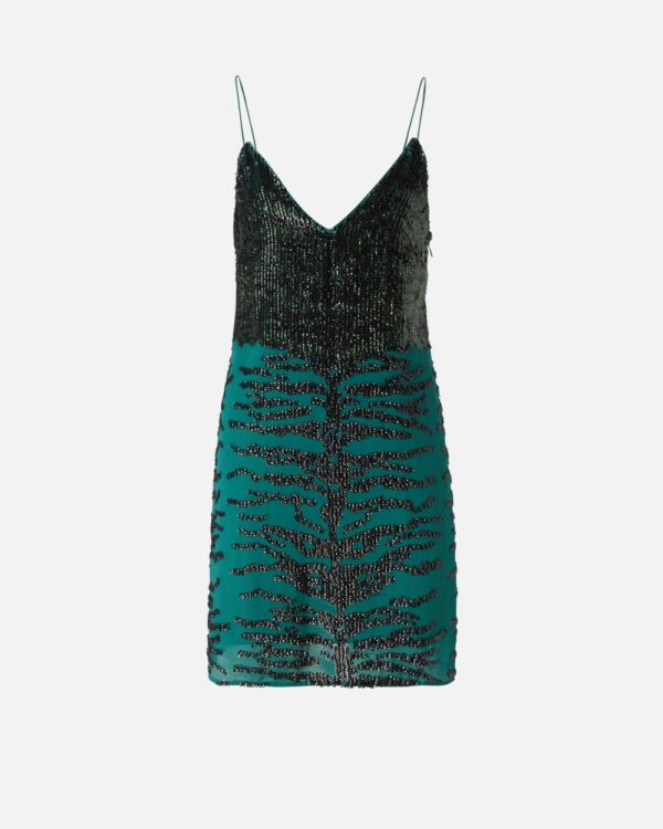 Mini dress with zebra sequin embroidery verde e nero