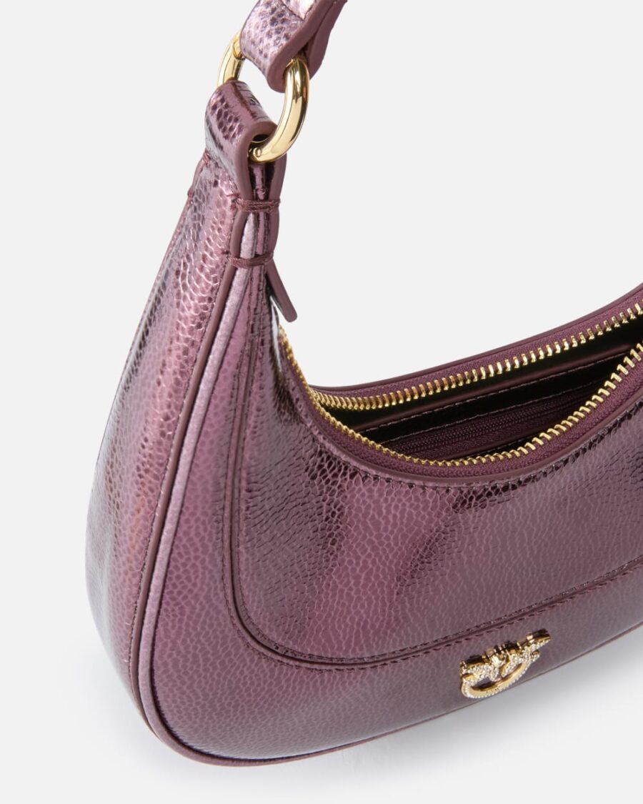 Mini Brioche Bag handbag in metallic leather - Image 4