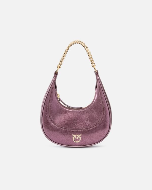 Mini Brioche Bag handbag in metallic leather marrone metallizzato e oro