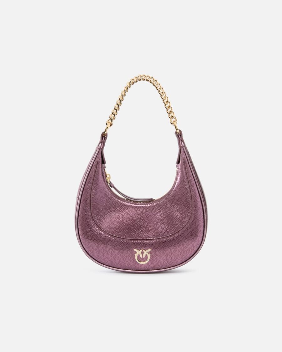 Mini Brioche Bag handbag in metallic leather marrone metallizzato e oro