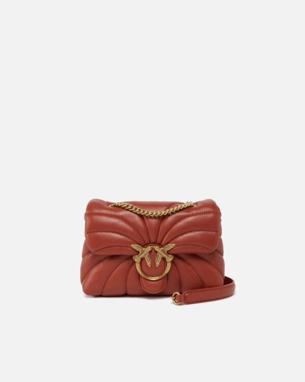 Love Bag Puff Butterfly mini nappa leather crossbody bag ocra rosso e antique gold