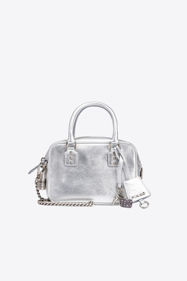 Mini Bowling Bag laminata argento e old silver