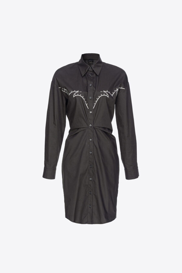 Mini chemisier ricamo rodeo nero e burro