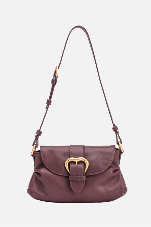 Mini Jolene Bag shoulder in pelle bordeaux cioccolato e chocolate gold