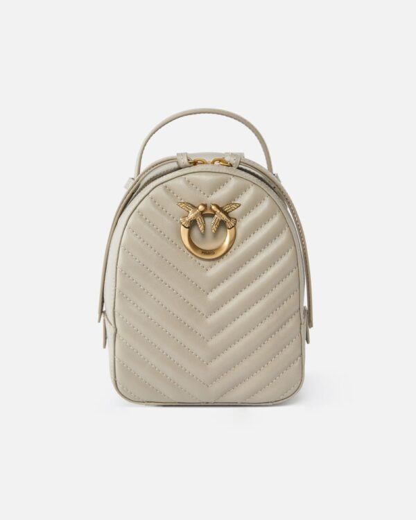 Love Bag mini matelassé leather backpack noce e antique gold