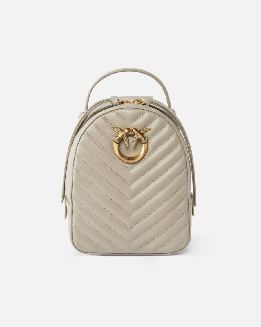 Love Bag mini matelassé leather backpack noce e antique gold