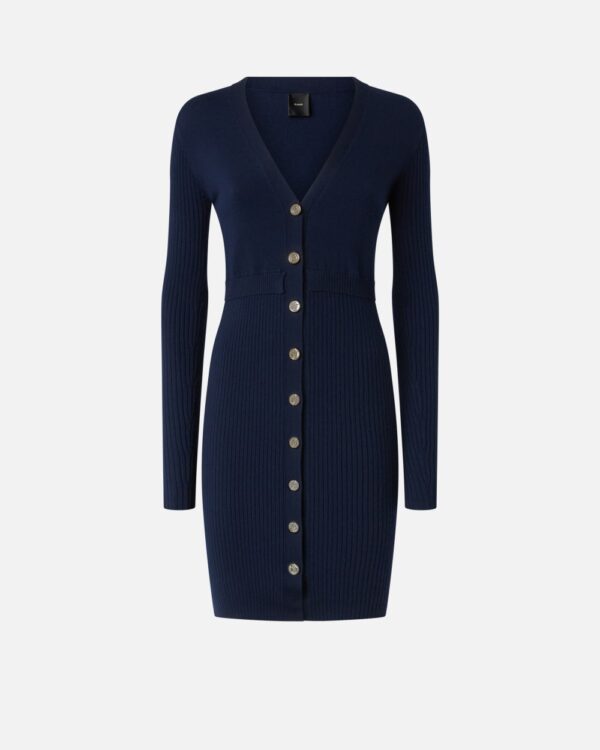 Ribbed wool mini dress blu marino cupo