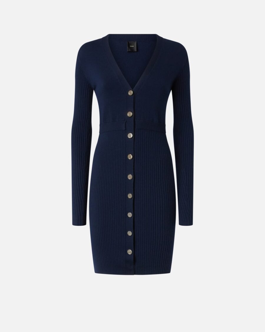 Ribbed wool mini dress blu marino cupo