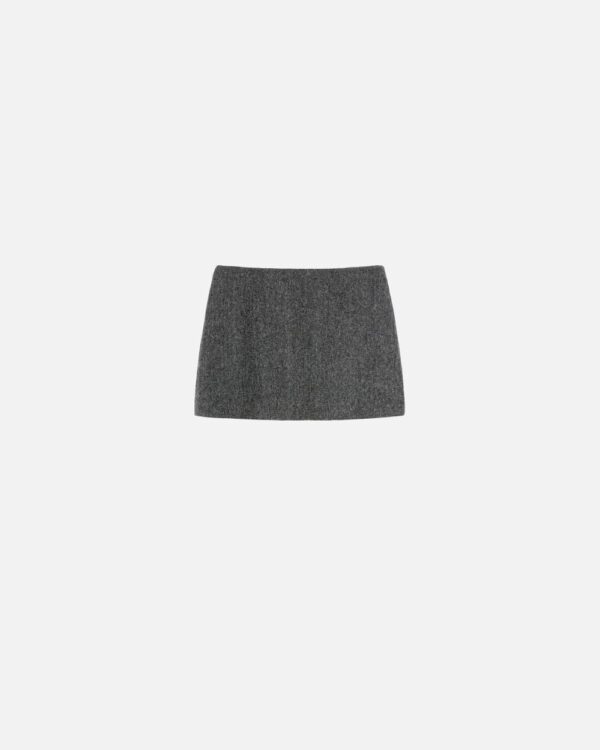 Minigonna a trapezio in tweed nero e bianco