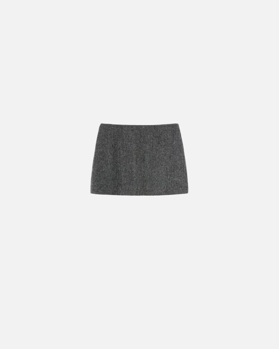 Minigonna a trapezio in tweed nero e bianco